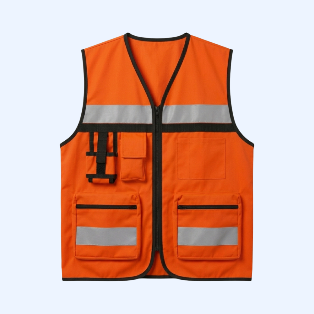 Chaleco industrial naranja con reflejantes